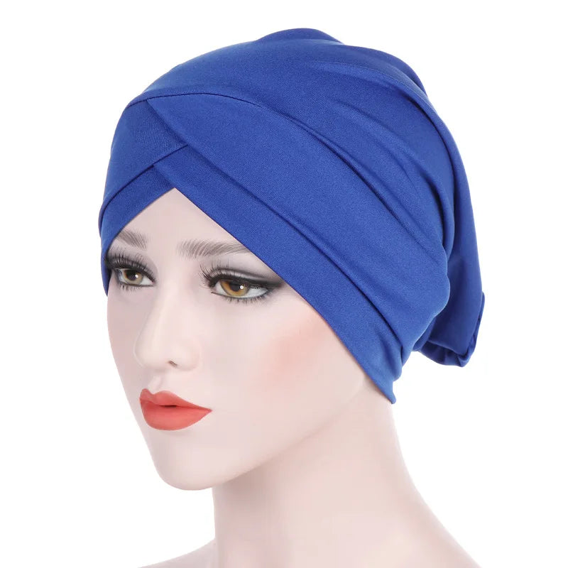 1PC New Women Elastic Turban Hat Muslim Hijab Islamic Beads Cancer Chemo Cap Ladies Hijab Stretch Head Wrap Head Scarf Hair Loss - NamafadStore