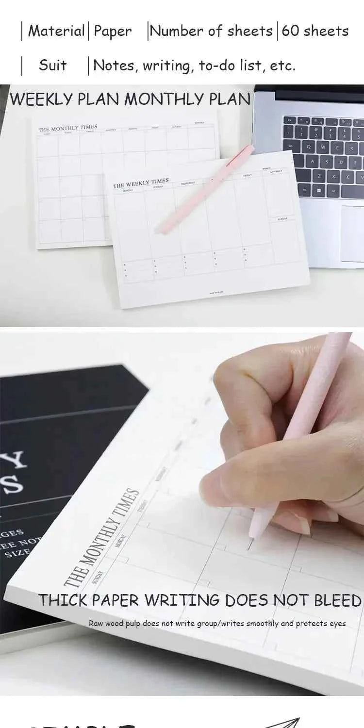 Weekly Planner Monthly Undated Agenda Notebook Schedules Study Planner Korean Stationery Office School Supplies