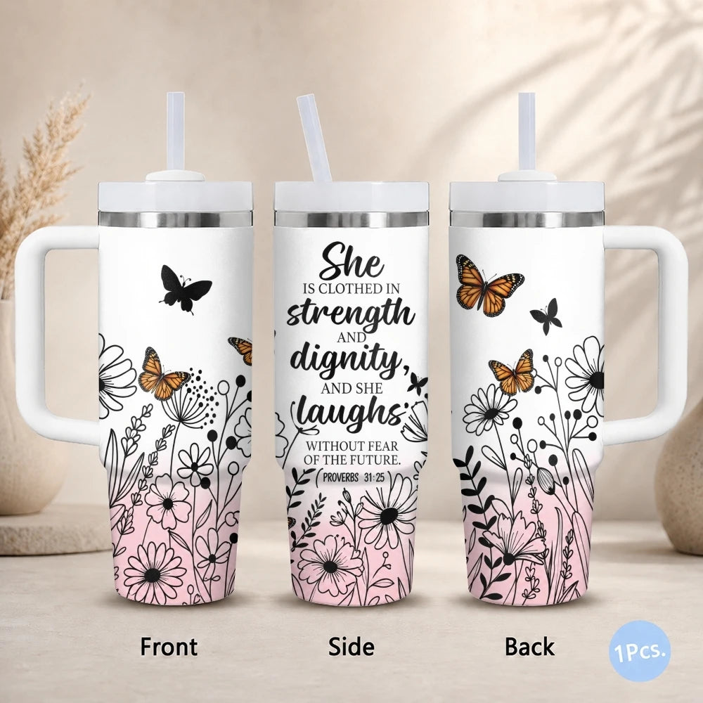 40oz Bible Verse Tumbler – Christian Faith Insulated Stainless Steel Cup
