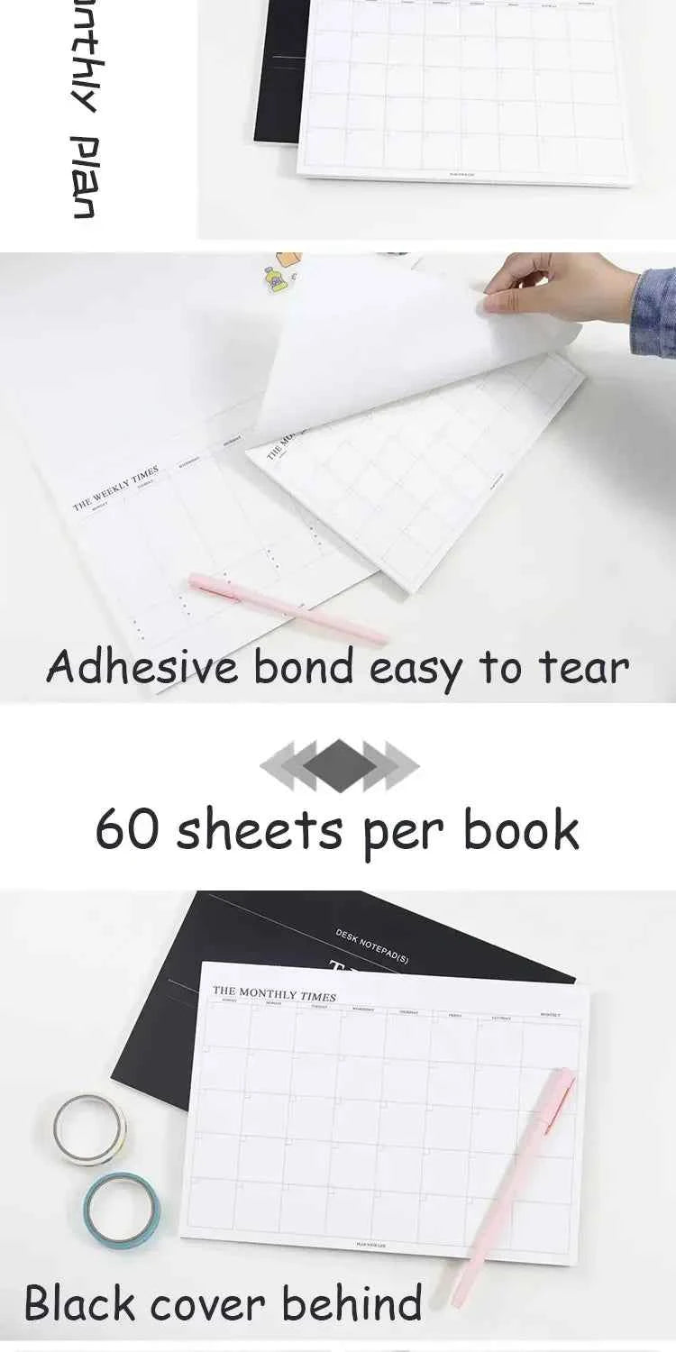 Weekly Planner Monthly Undated Agenda Notebook Schedules Study Planner Korean Stationery Office School Supplies