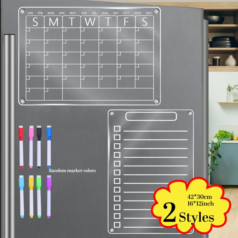 Acrylic Magnetic Fridge Calendar – Dry Erase To-Do & Weekly Planner