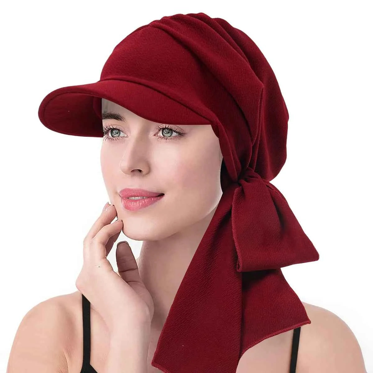 Solid Color Fashion Muslim Hijab Turban Hat for Women Visor Baseball Cap Sun Hats Headscarf Scarf Brim Femme Scarves Bandanas