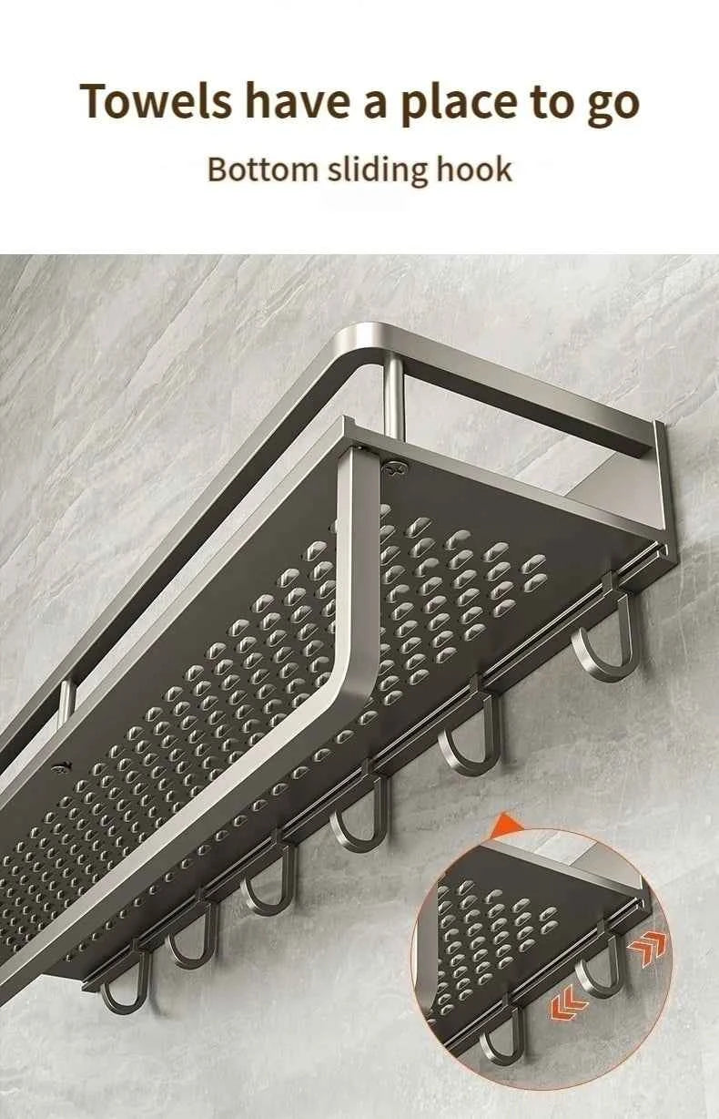 Aluminum Kitchen Shelf Wall Mounted Spice Organizer Rust and Moisture Resistant Bathroom Toiletries Storage Racks