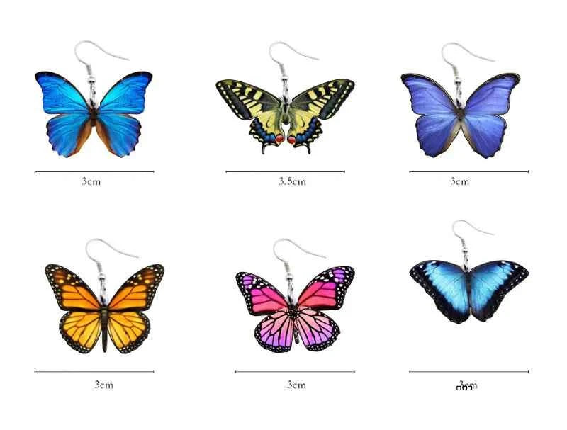Party Unusual Acrylic Colors Butterfly Moth Hanging Pendants Earrings For Women Girls Cute Gradient Colorful Insect Jewelry Gift