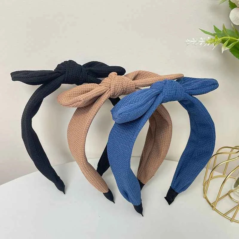 New Fashion Women Hairband Knitted Turban Big Bow knot Headwear Solid Color Headband Spring Hair Accessories