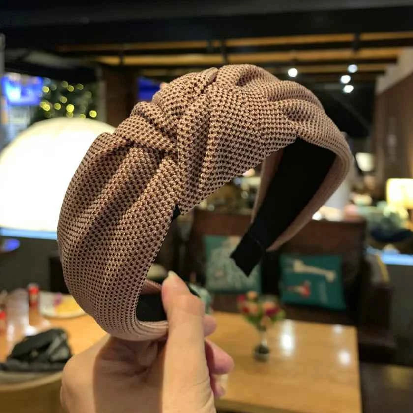Female Retro Knitting Headband Solid color Knotted Hairband Head Bands Simple Wide Knot Hair Hoop Bezel Hair Accessories Gifts