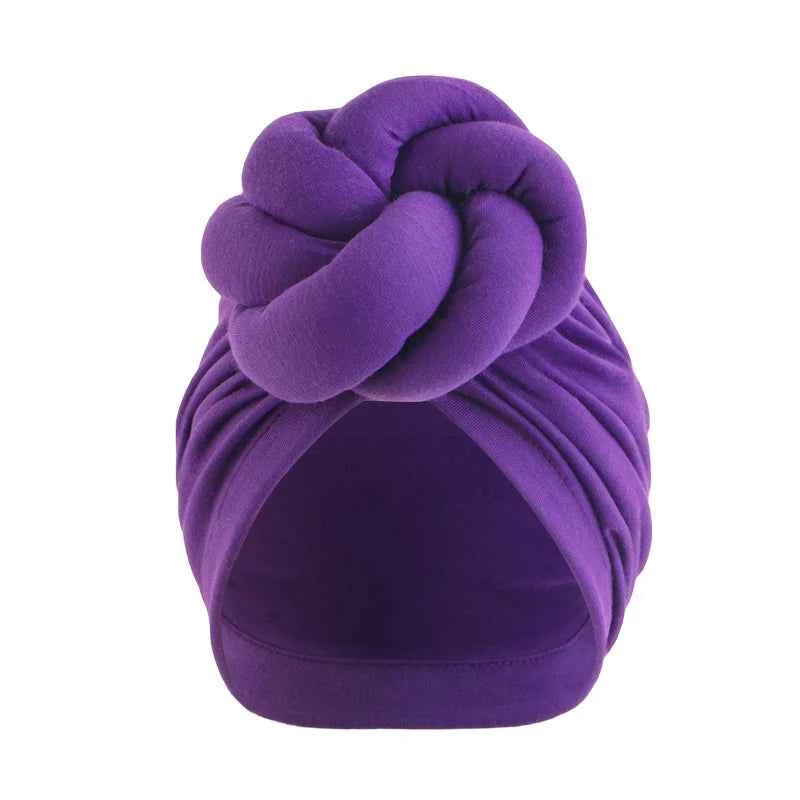 Women’s Fashion Turban – Knotted Cotton Chemo Cap, Large Flower Headscarf Beanie