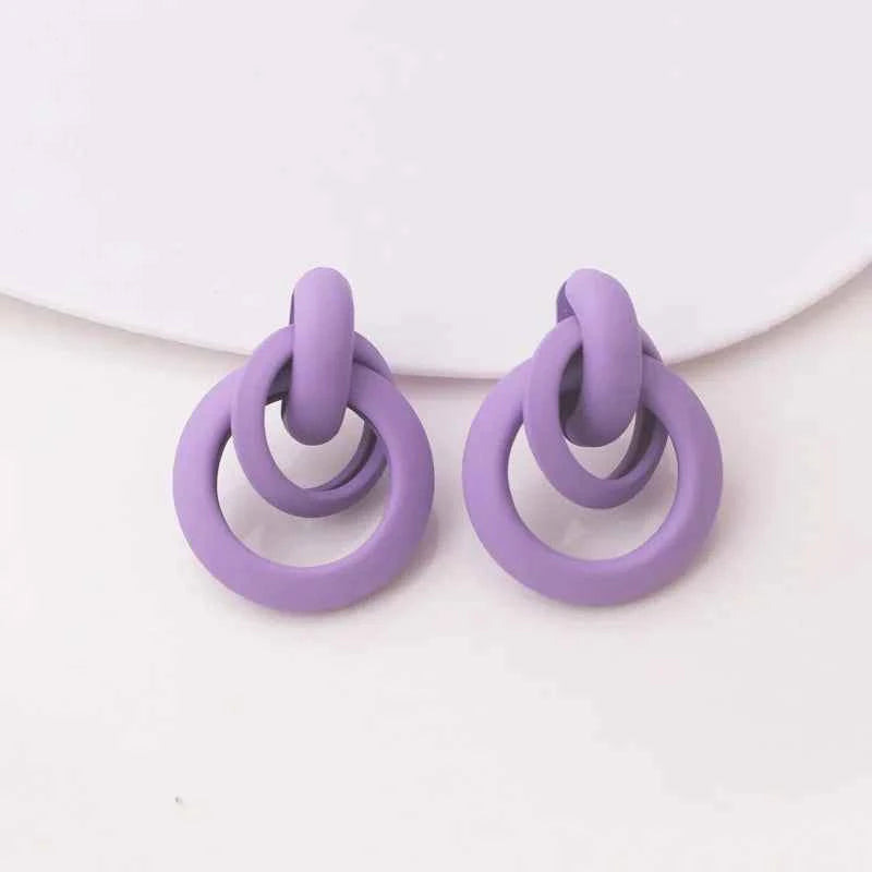 Purple Color Women Dangle Earrings Small Round Unusual Earrings Fashion Flower Butterfly Hanging earrings pendientes mujer