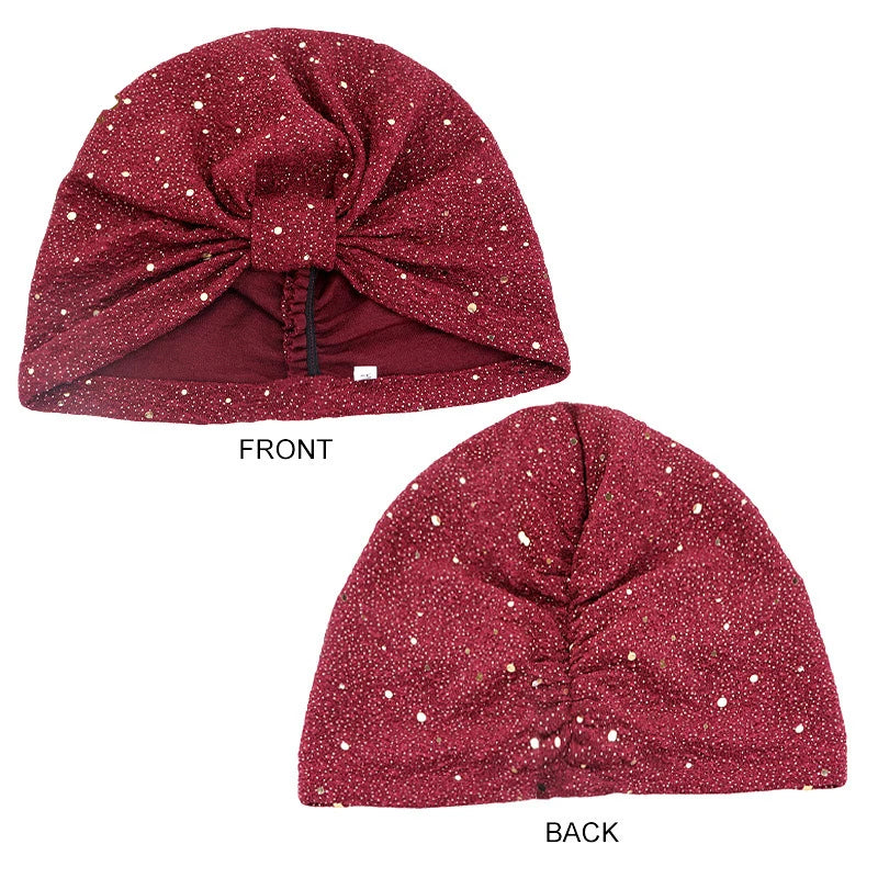 Women Sequin Knotted Turban Indian Hat Muslim Hijab Beanie Bonnet Hair Loss Headscarf Chemo Cap Headwear Bandanas Turbante Mujer - NamafadStore