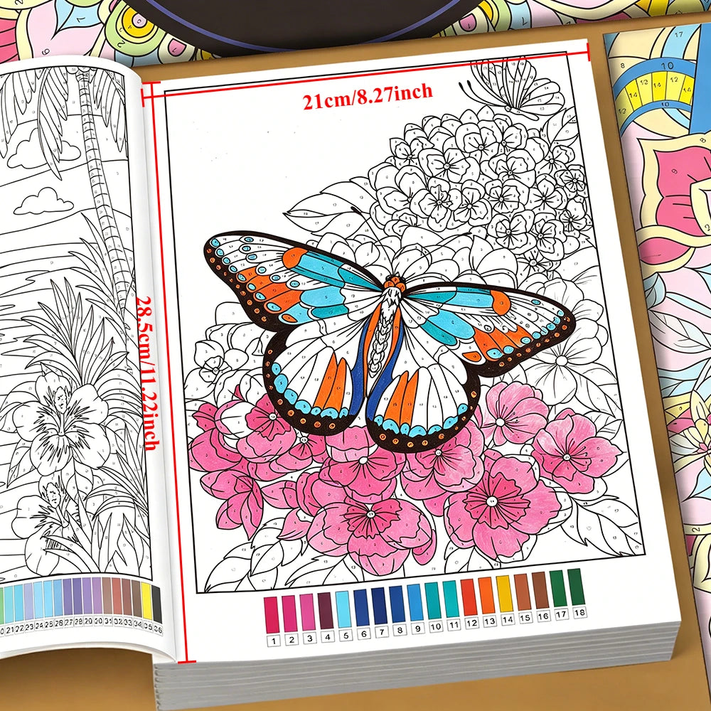 32-Page Color by Number Book for Adults – Mandala, Flower & Nature Coloring