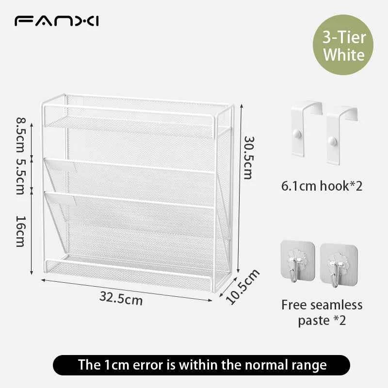 5 Pocket Mesh Hanging Wall File Organizer, Wall Mounted Mail Paper Document Folder Holder,Magazine Rack for Office Home School.