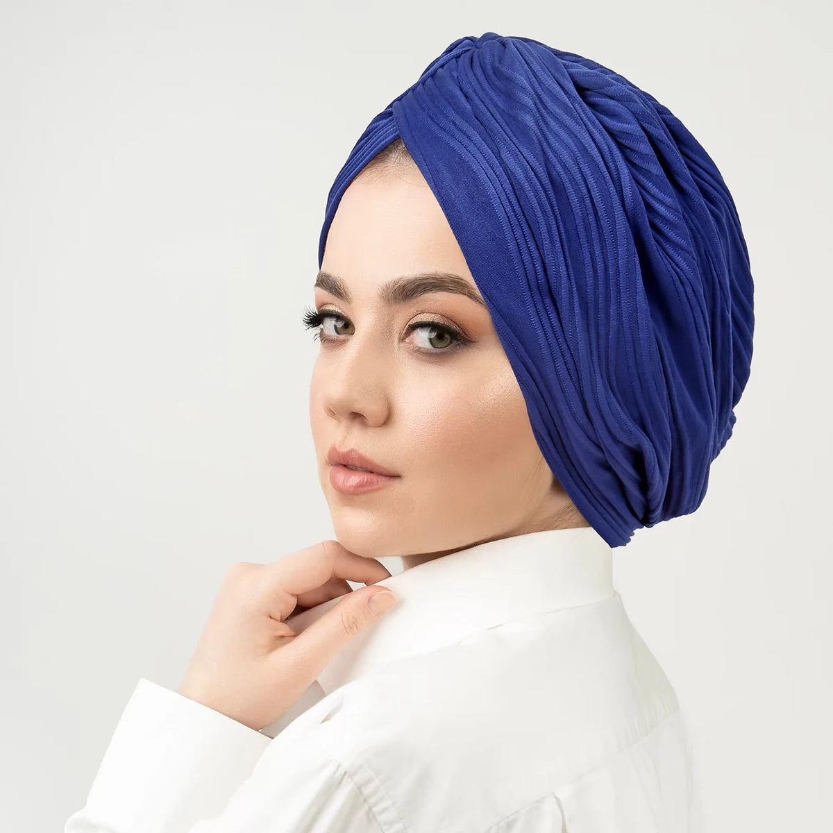 Solid Color Crinkle Muslim Hijab Caps Women's Headscarf Hat Chemo Hats Hair Care Fashion Turban Bonnet Adjustable - NamafadStore