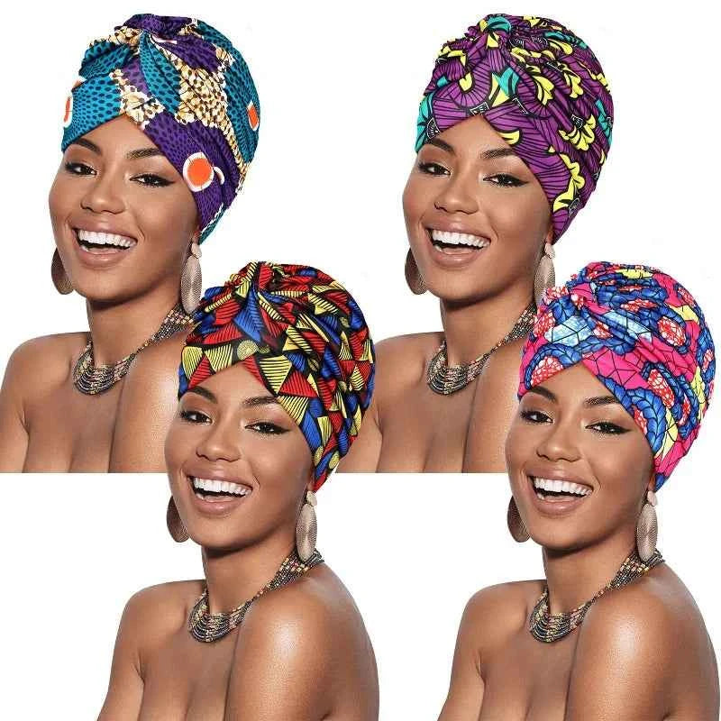 Women Printed Knot Turban Indian Muslim Headwraps Chemo Cap Hijab Beanie Bonnet Head Wrap Bandanas Hair Loss Headscarf