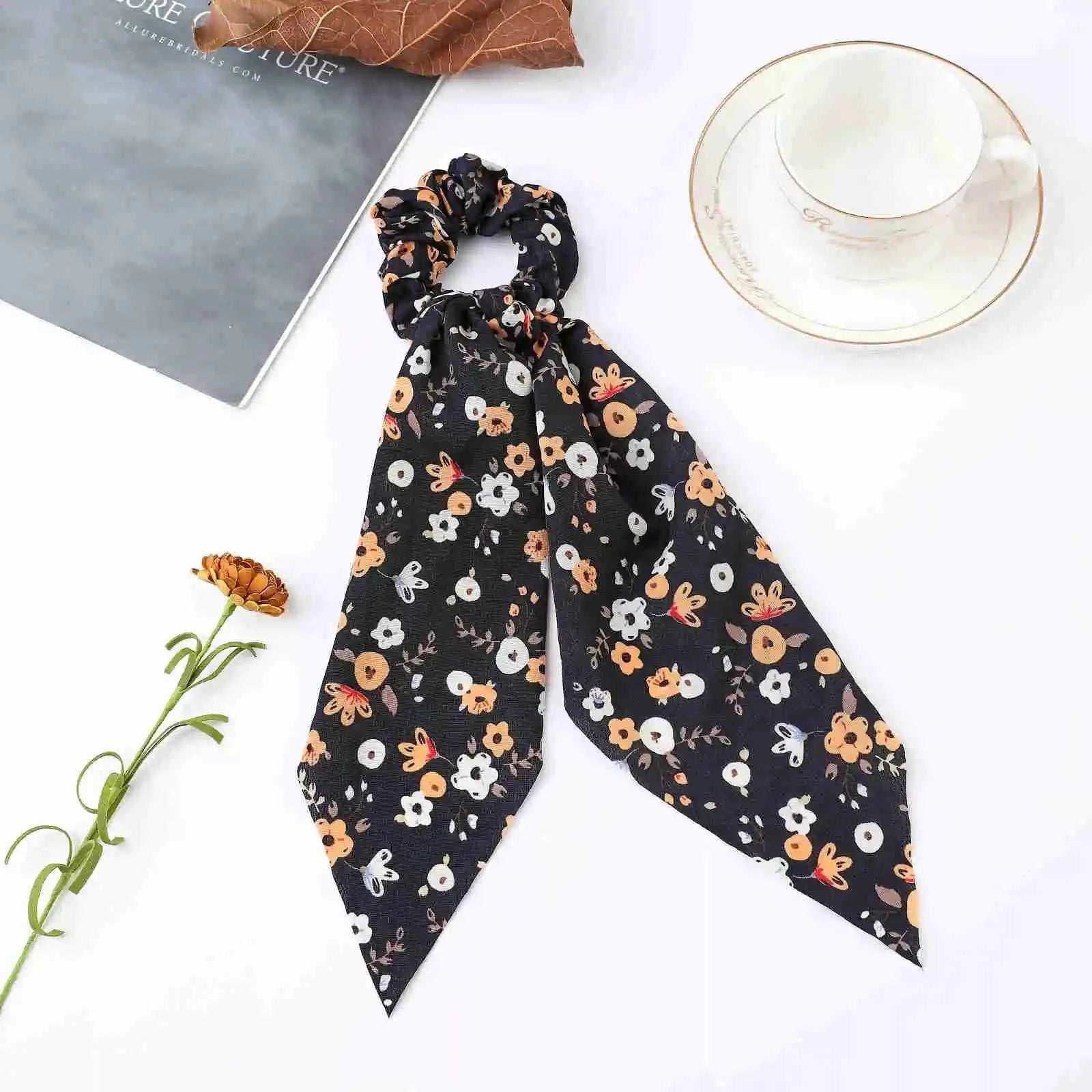 Fashion Dots Scrunchies Long Hair Rope Korean Hair Ties for Women Ponytail Scarf Sweet Elastic Hair Band Hair Accessories