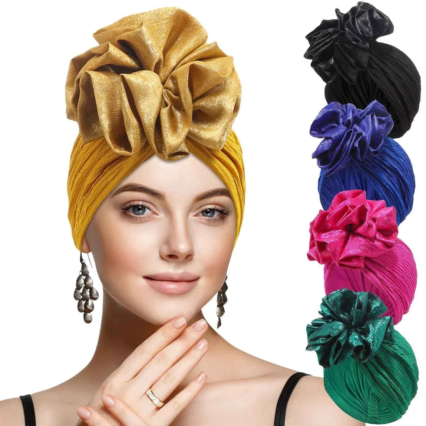 Fashion Women Pleated Turban Cap For Women Auto Gele Headtie Female Head Wraps African Nigeria Wedding Party Headpiece