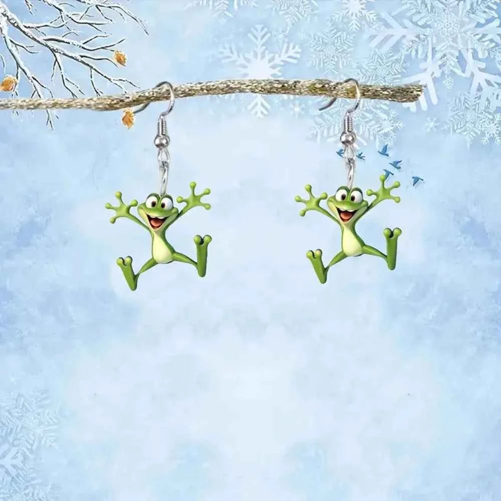 Cartoon Frog Pendant Earrings For Women Cute Dangle Earrings Girl Interesting Jewelry Accessories Gifts for Party Events Wear