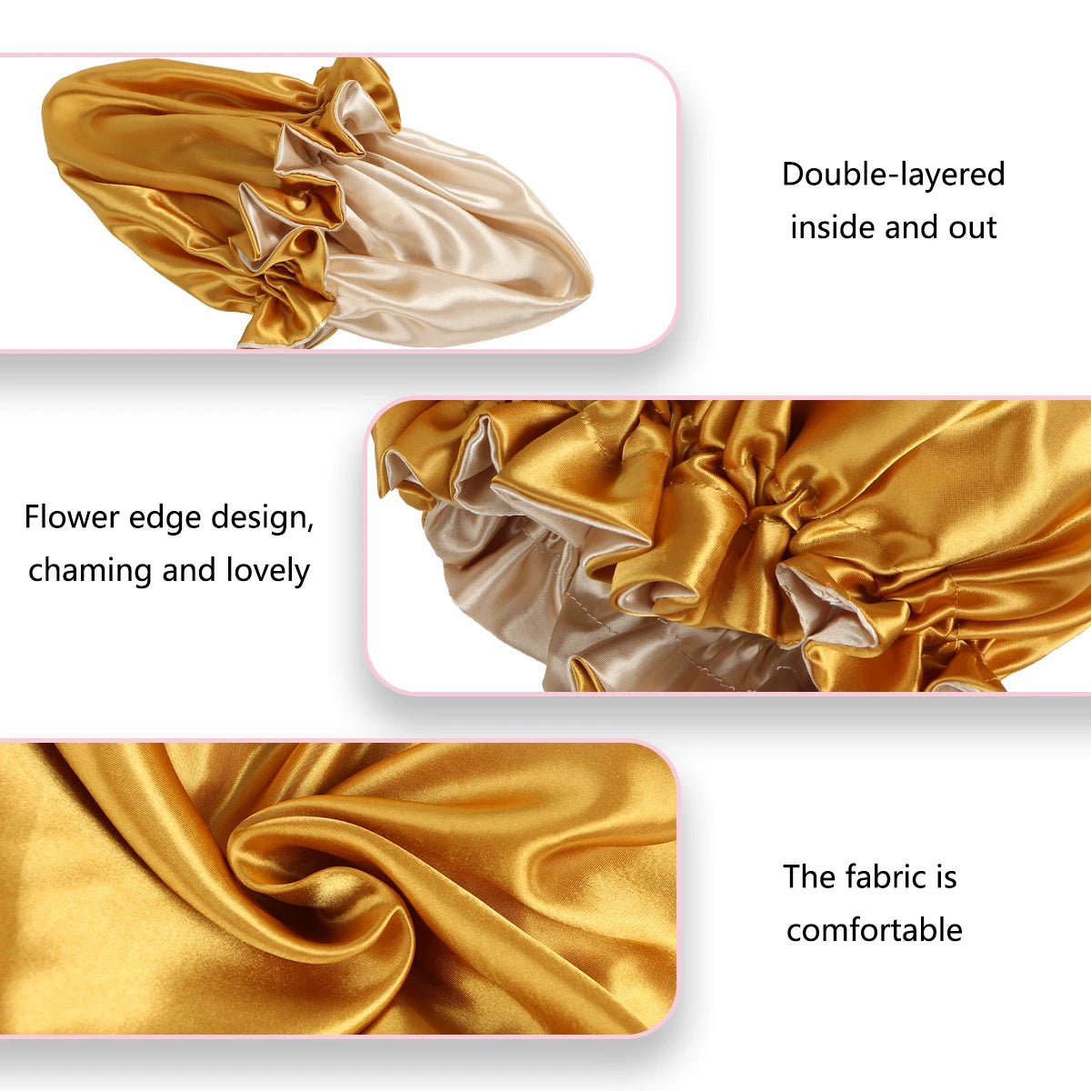 Double-Layered LaceCaps, Hair Bonnet, Can Be Worn on Both Sides, All Men and Women Can Wear It, 1Pc