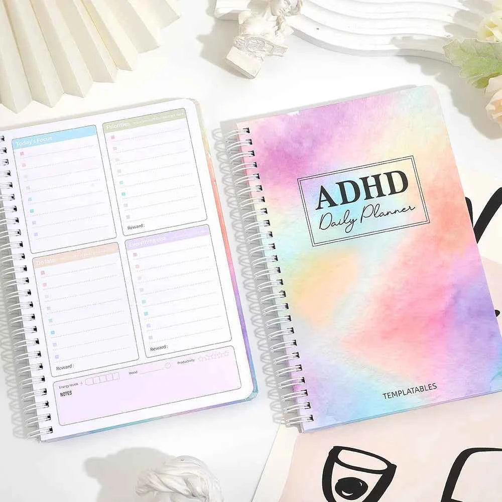 64 Sheets ADHD Daily Focus Planner A5 Notebook with Task Schedule Organizer Stickers for Neurodivergent Students Adults