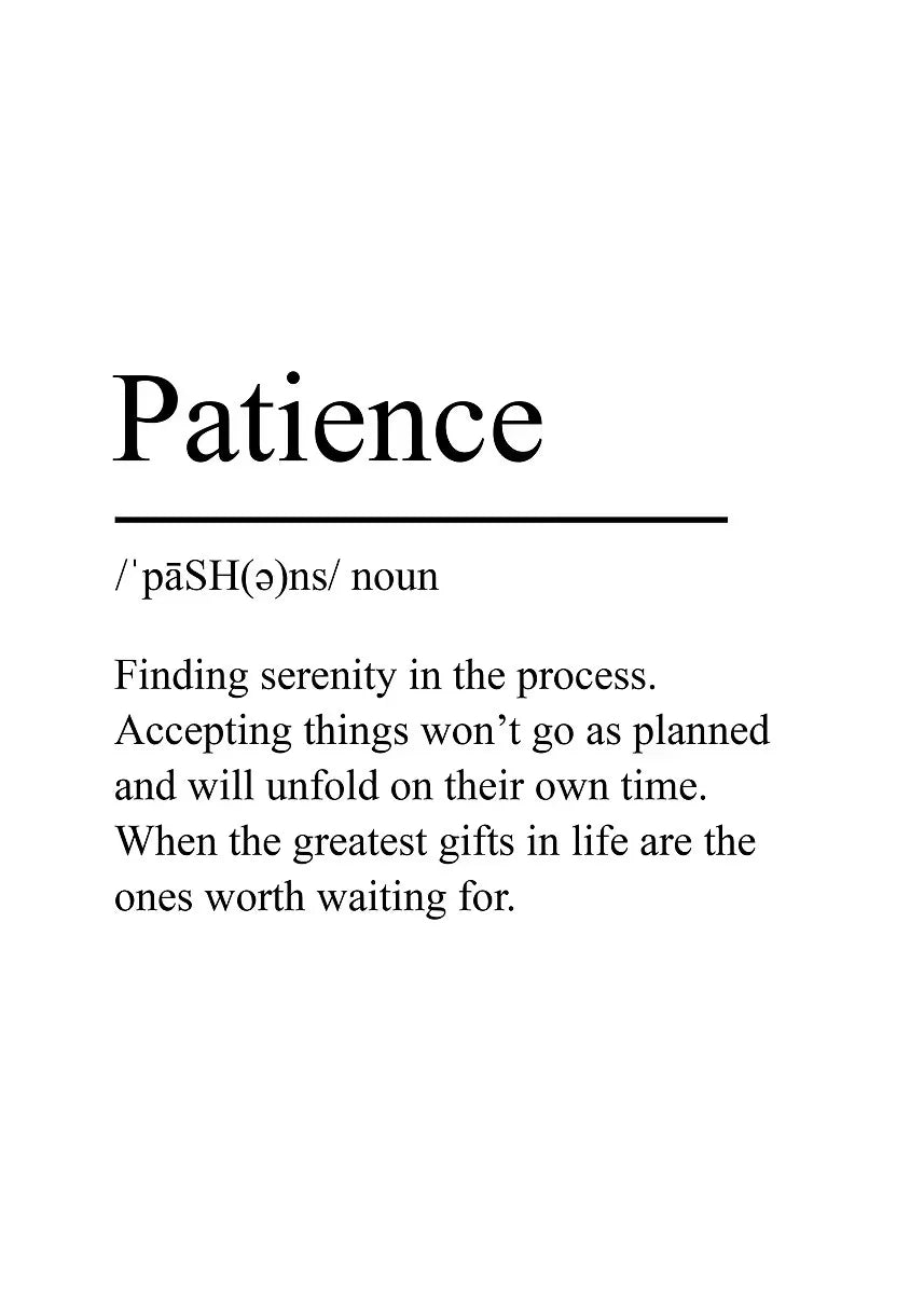 White Minimalist Inspirational Phrases Poster Print Success Focus Patience Definition Canvas Painting for Home Office Wall Decor