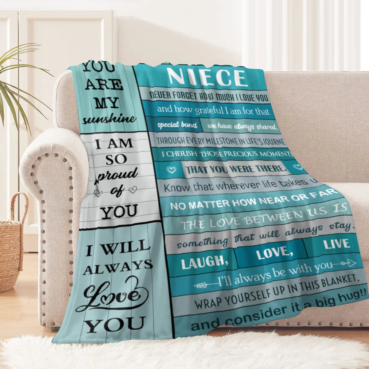 Blue Lion Blanket for Niece – Soft Flannel Birthday Gift from Aunt or Uncle
