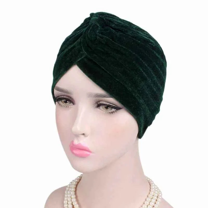 Women Velvet Cross Twist Turban Hat Headband Muslim Hijab Caps Female Hijab Underscarf Caps Hijabs Head Wrap Hair Accessories