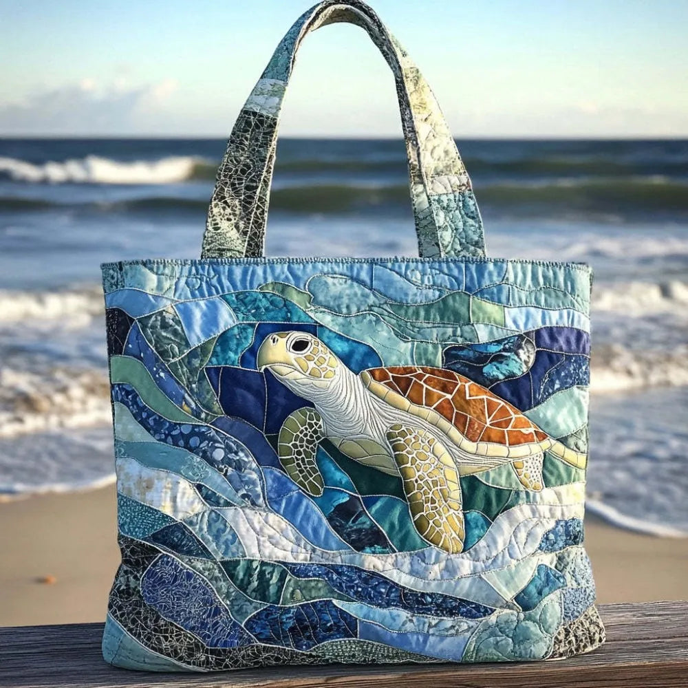 Vintage Women Quilted Tote Bag Lightweight Cotton Travel Handbag 2D Printed Patterns Large Capacity Canvas Shoulder Bag