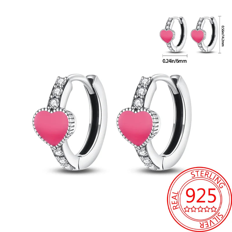 Pink Series 925 Sterling Silver Romantic Flower Butterfly Unicorn Tulip Geometry Earrings Boutique Fine Jewelry Gifts for Women