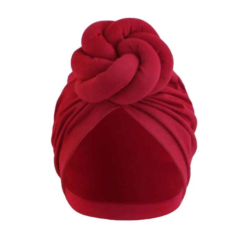 Women’s Fashion Turban – Knotted Cotton Chemo Cap, Large Flower Headscarf Beanie