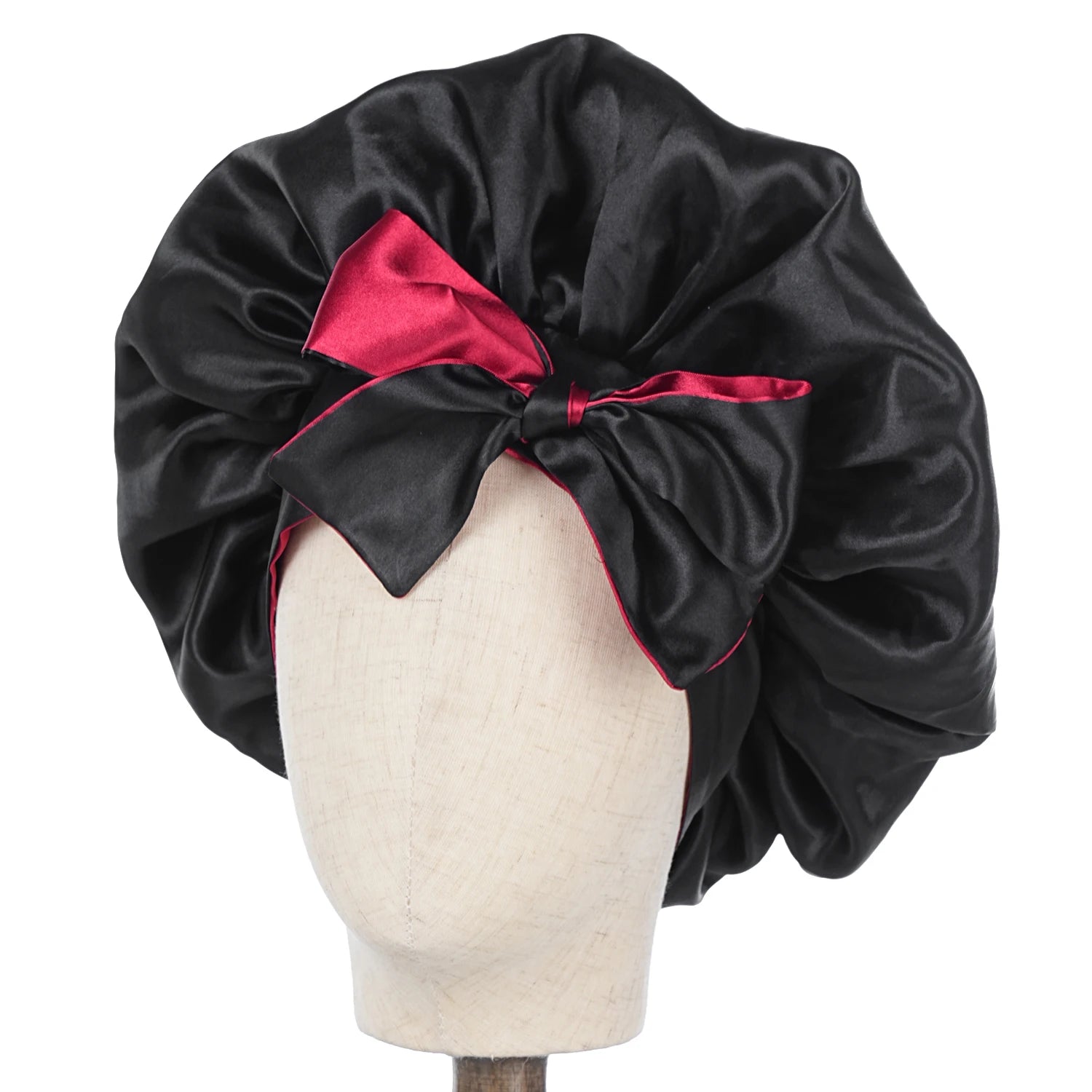 Double Layer Satin BonnetLarge Satin Bonnet Bonnet Hair Bonnet For Sleeping, Reusable Adjusting Hair Care Wrap Cap Sleep Caps Fo - NamafadStore