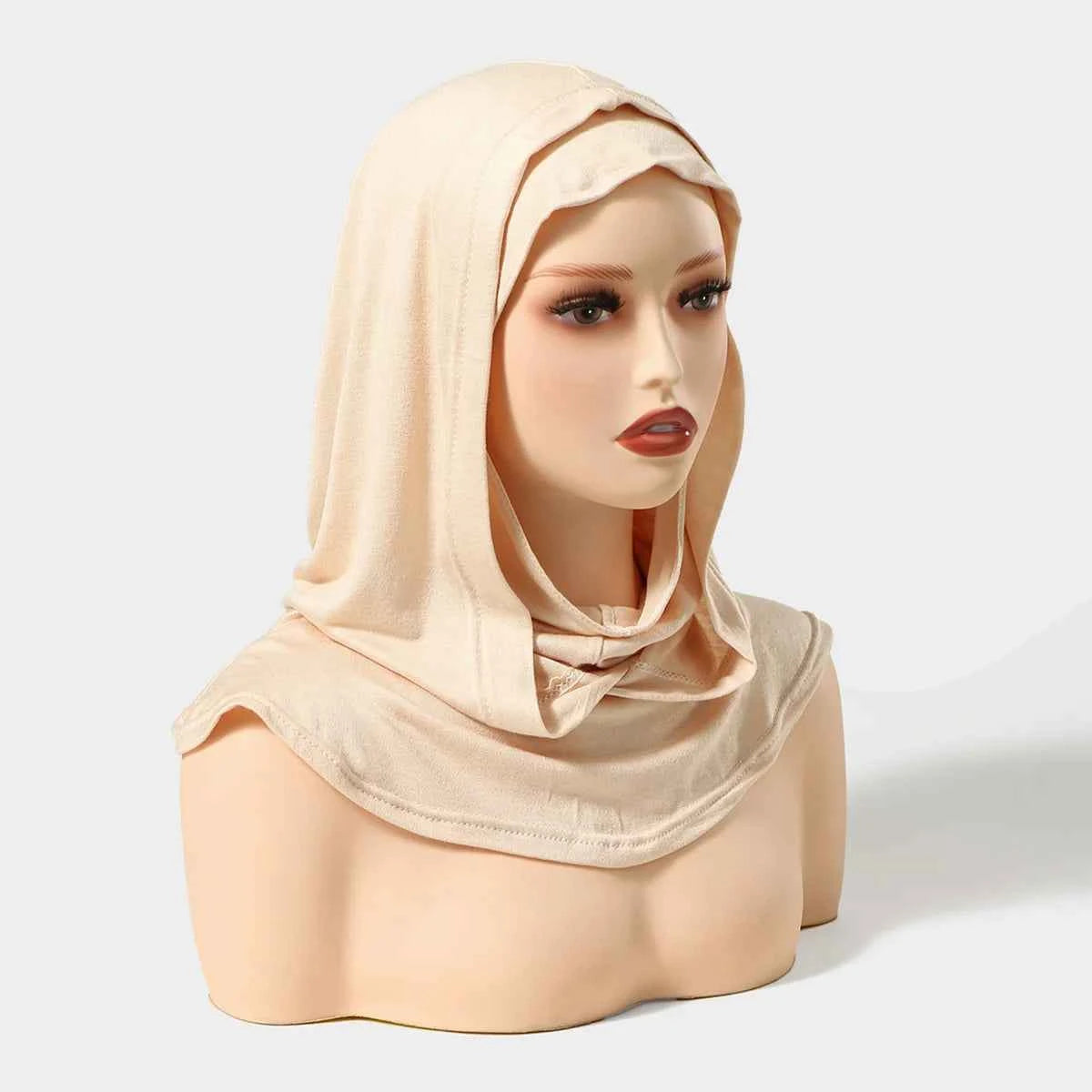 Ramadan New Jersey Hijab Caps for Muslim Women UnderCap Instant Hijab Inner Cap Stretch Turban Hood And Matching Headband In One