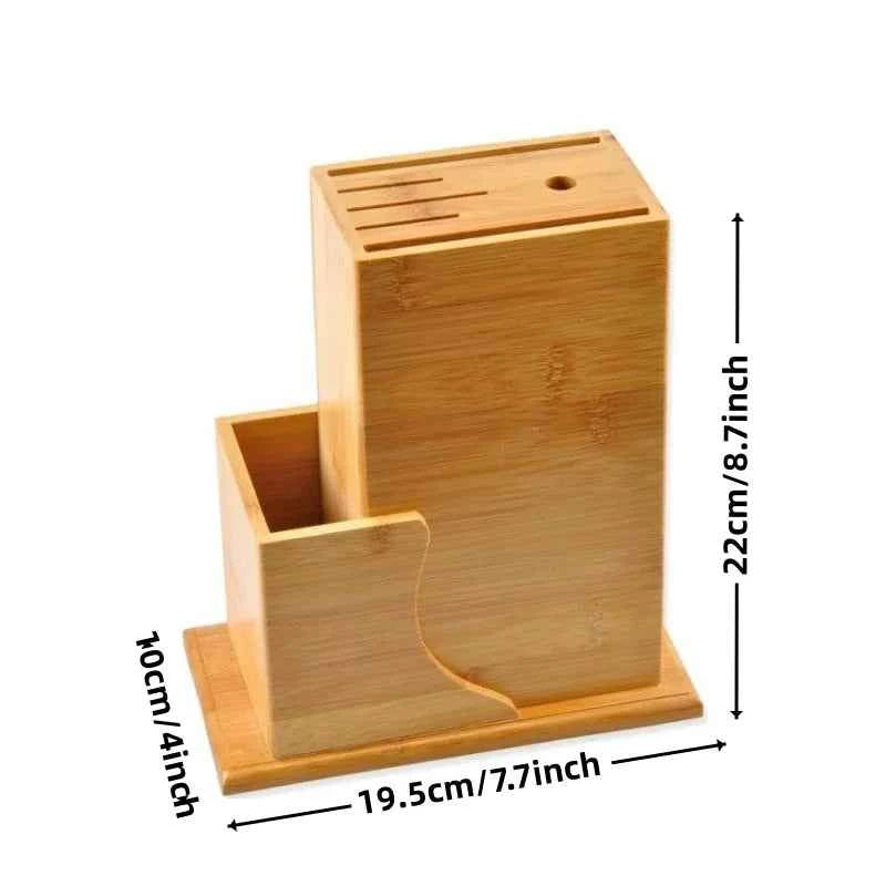 Bamboo Knife Storage Block without Knives, 7 Slots Universal Knife Holder Countertop Butcher Block Knife Stand for Easy Kitchen