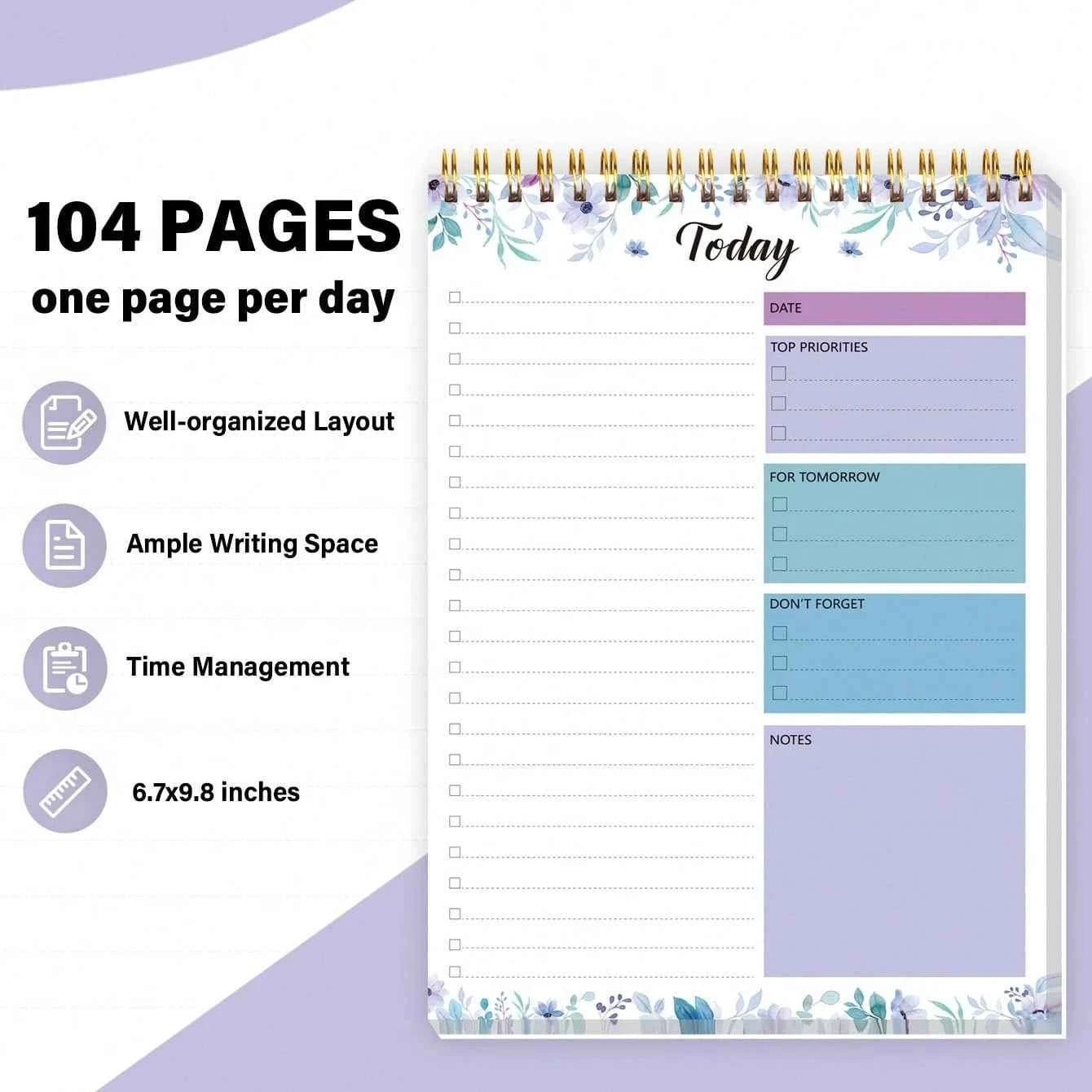 52 sheets To Do List Notepad Undated Daily Planner with Hourly Schedule for Task Management Notebook for Work