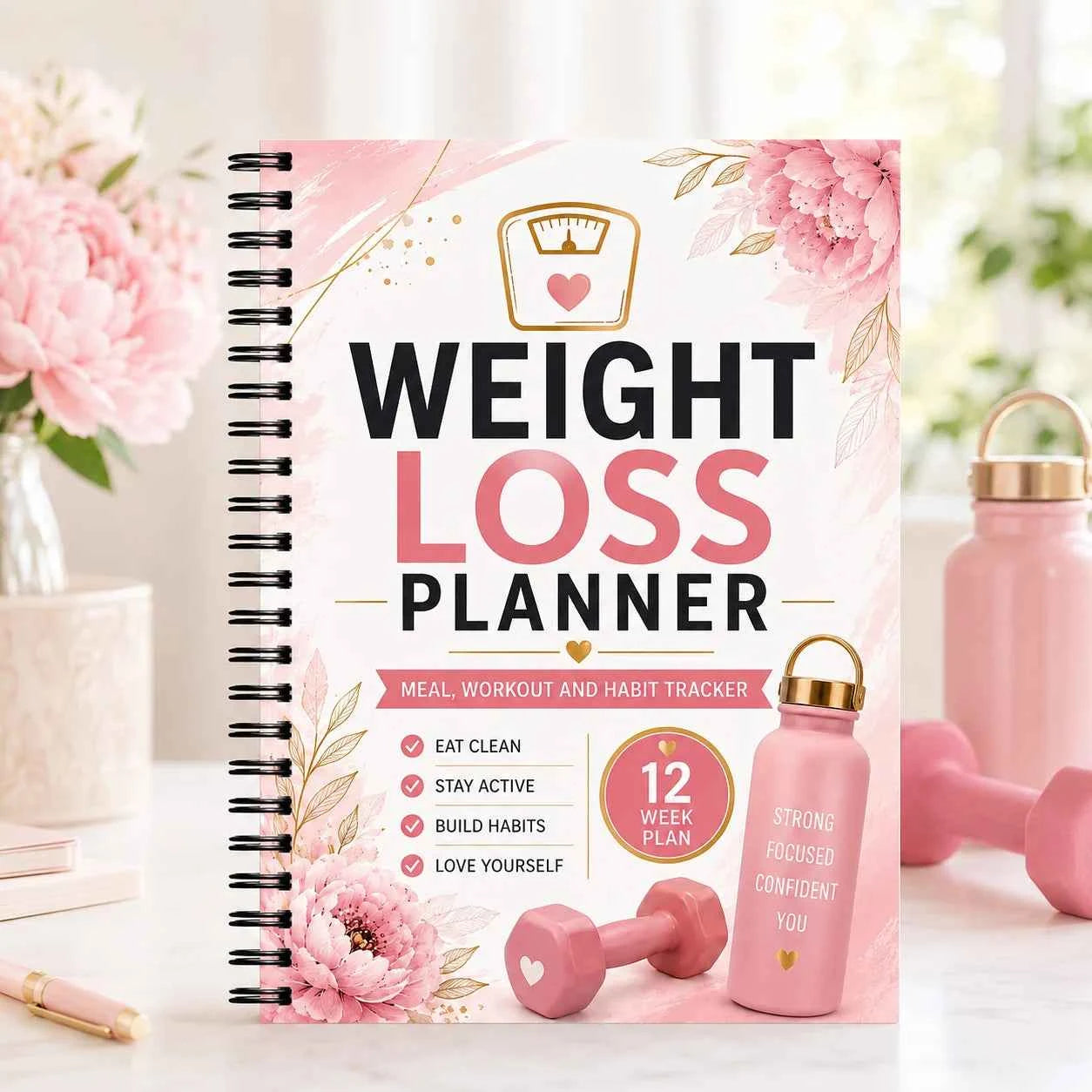 Weight Loss Planner, Meal Workout and Habit Tracker, 12 Week Plan Journal for Women, Fitness Lifestyle Tracker