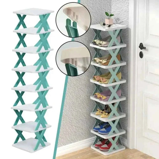 Detachable Folding Shoe Racks X-Shaped Space Saving Shoes Storage Organizer Plastic Dustproof Multi Layer Simple Shoes Shelf