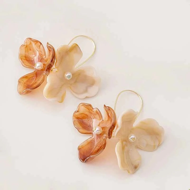 Long Drop Acrylic Flower Hoop Earrings For Women Fashion Jewelry Trendy New Style Holiday Accessories Romantic Gifts MQF169