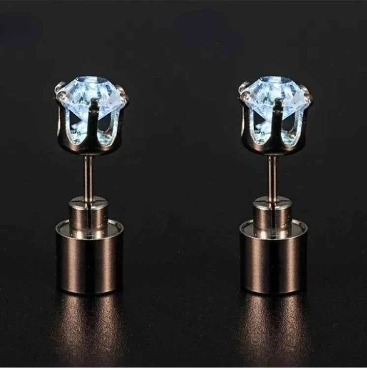 Unique Boys Girls LED Light Bling Studs Earrings Christmas Gift Halloween Party Night Earring Studs Fashion Jewelry