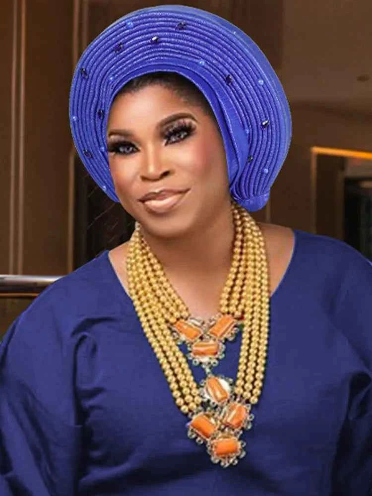Fashion African Muslim Turban Cap Women's Autogele Headtie Lady Head Wraps Nigeria Wedding Headgear Turbante Mujer 2025