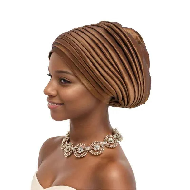 Elegant African Women’s Turban Cap – Ready-to-Wear Wedding & Party Headtie