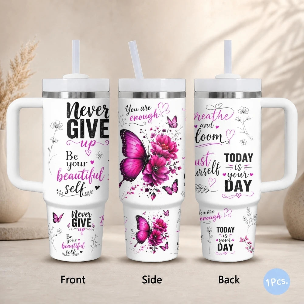 40oz Empowered Woman Tumbler – Inspirational Stainless Steel Travel Mug
