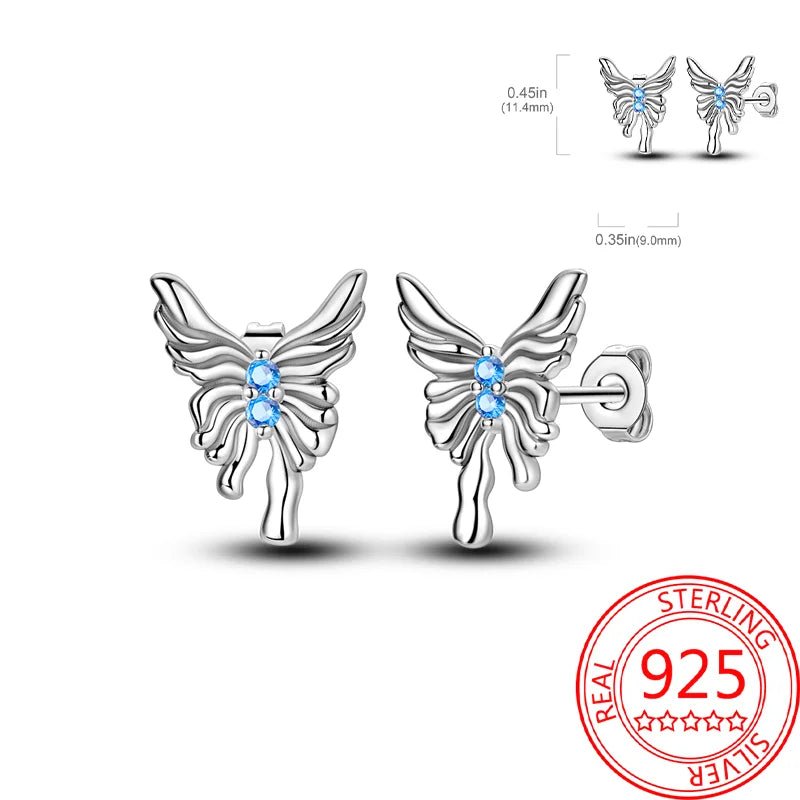 Pink Series 925 Sterling Silver Romantic Flower Butterfly Unicorn Tulip Geometry Earrings Boutique Fine Jewelry Gifts for Women