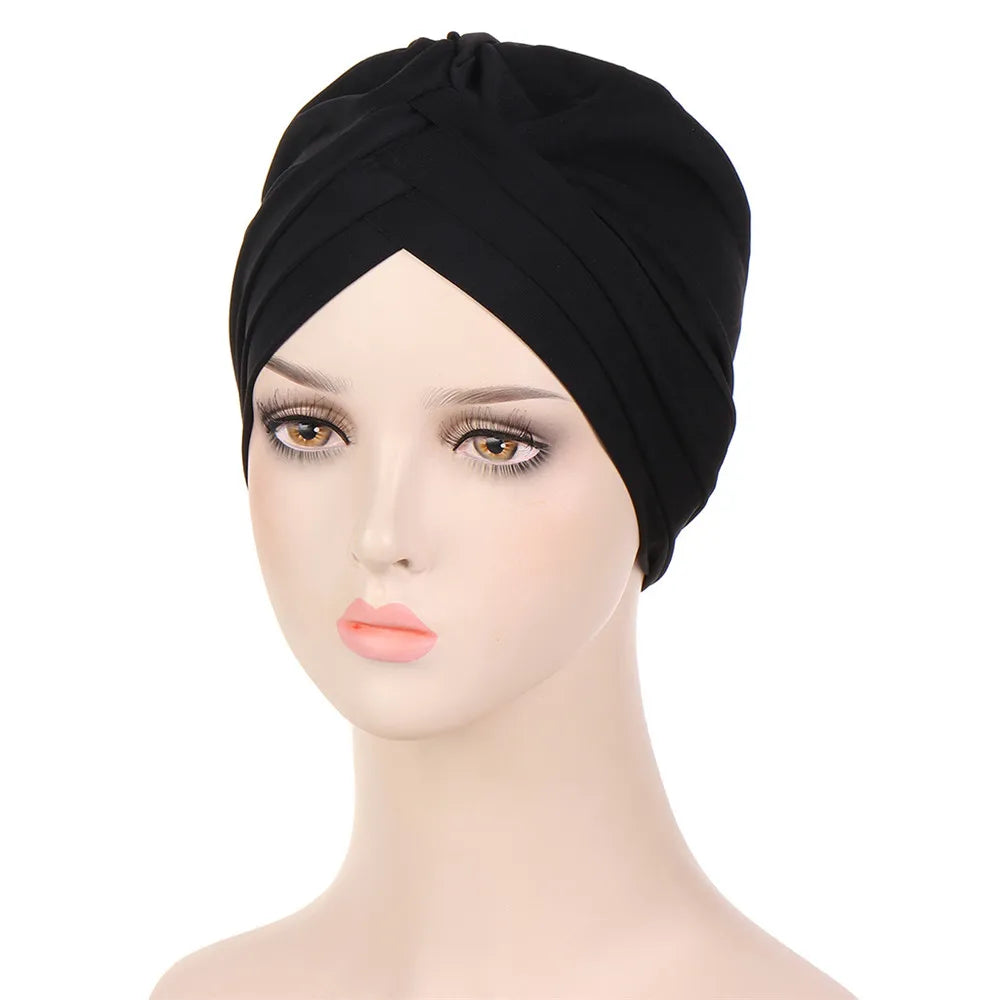 1PC New Women Elastic Turban Hat Muslim Hijab Islamic Beads Cancer Chemo Cap Ladies Hijab Stretch Head Wrap Head Scarf Hair Loss - NamafadStore