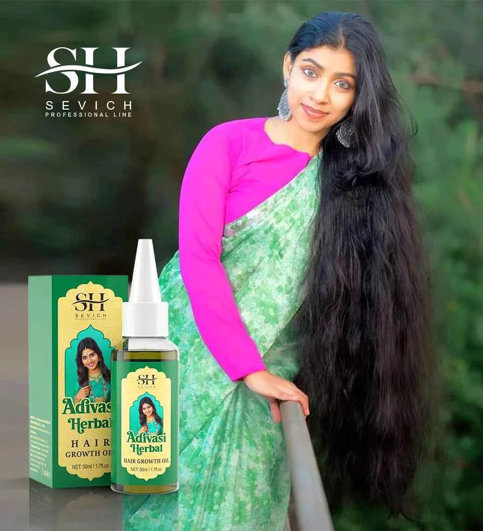 SEVICH Herbal Hair Growth Oil Set Ayurvedic Fast Hair Regrowth Thicken Serum India Adivasi Anti Hair Loss Hair Care Shampoo