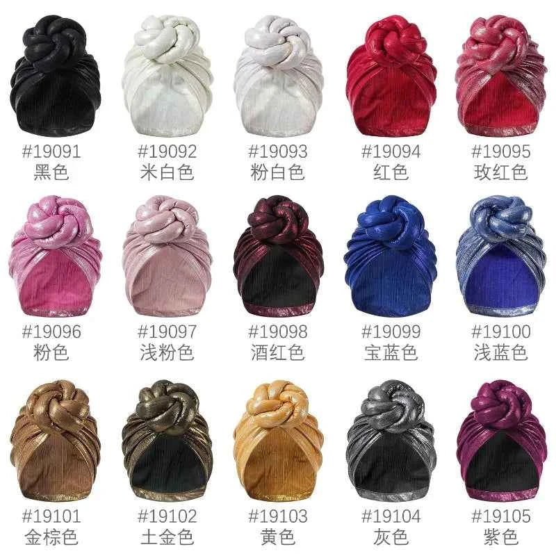 Bonnet For Women Turban Hat Hot Ice Silk Quick-Drying Breathable Laser Personality Trend Ethnic Flower-wrap Knotted Cap female