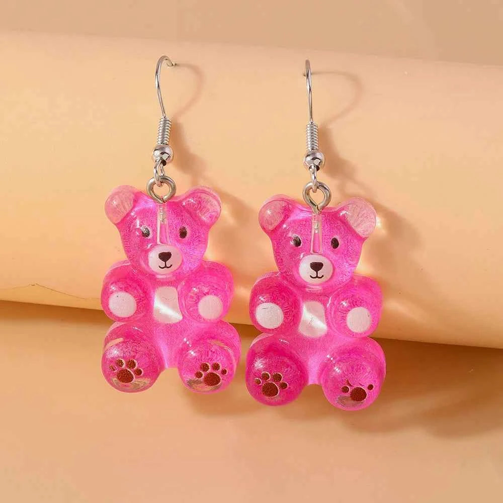 Cute Colorful Gummy Bear Drop Earrings for Women Girls Cartoon 3D Bear Earrings Party Holiday Jewelry Gifts
