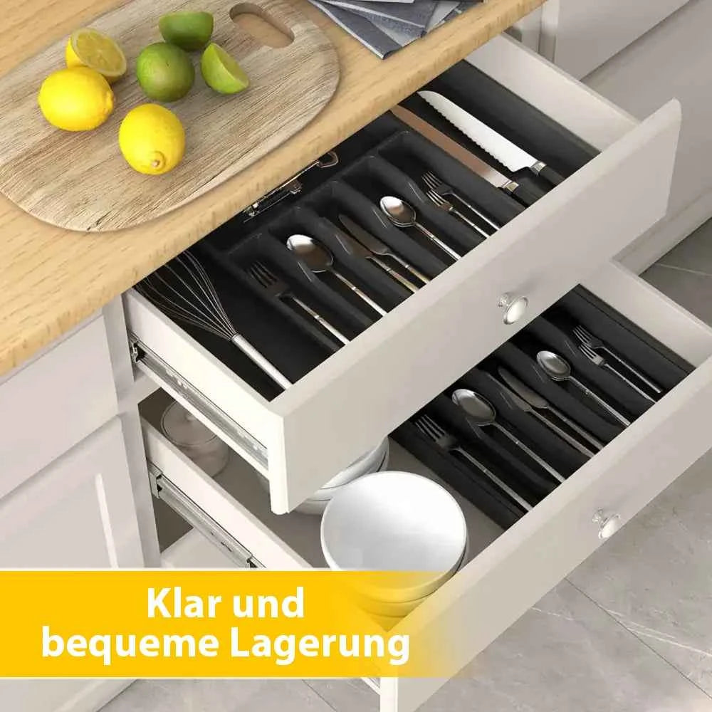 1Pc Expandable Kitchen Drawer Organizer, Adjustable Retractable Cutlery Storage Box for Spoons Forks Knives Flatware and Cutlery