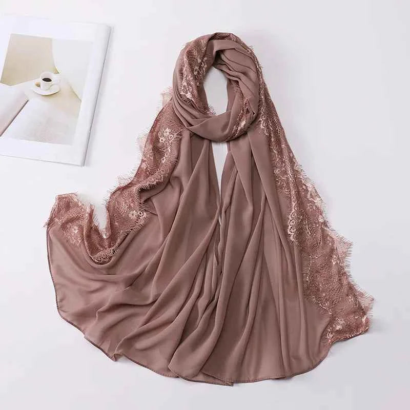 Chiffon Hijab Turban – Lace Headscarf & Veil for Muslim Women, Islamic Headband for Ramadan