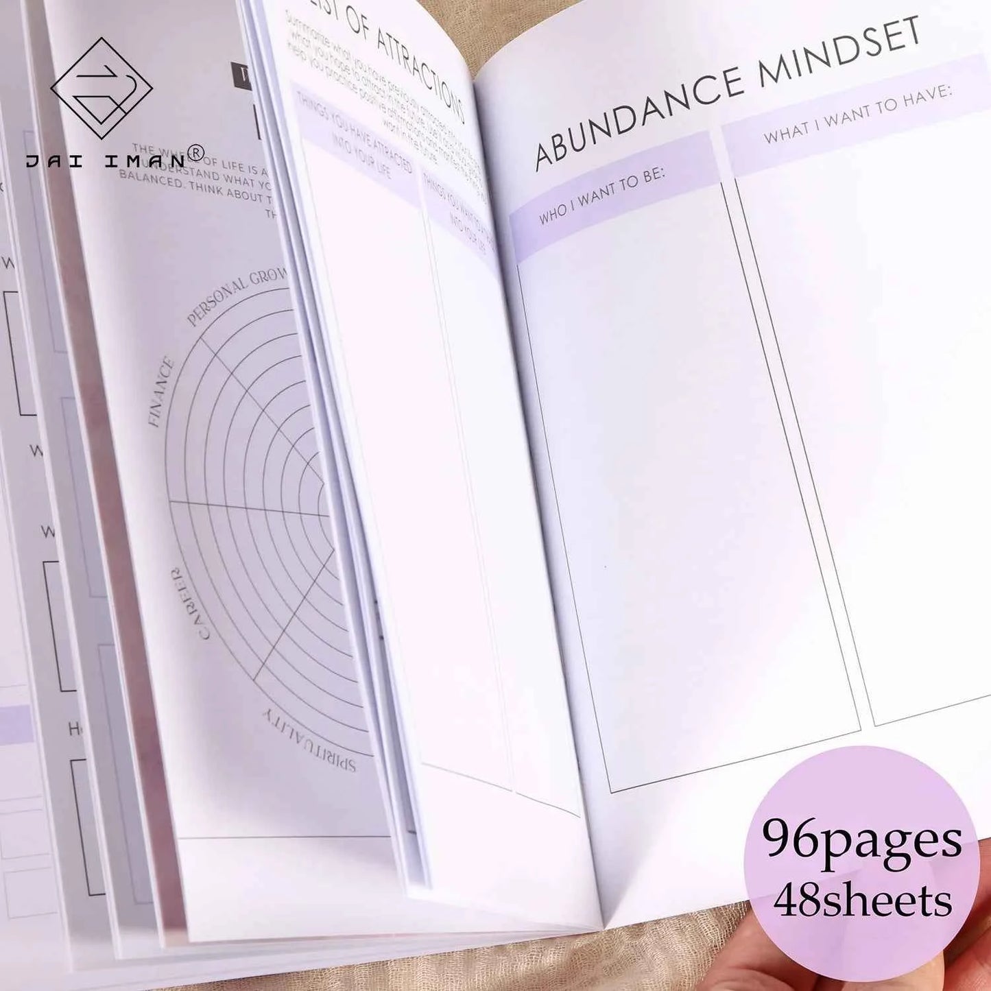 96pages Journal Abundance Writable Notebook with Two Bookmarks, Perfect for Affirmation Guides, Happiness and Success Workbook