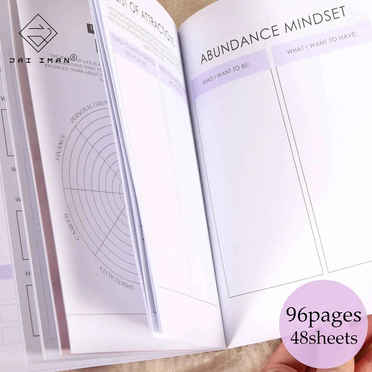 96pages Journal Abundance Writable Notebook with Two Bookmarks, Perfect for Affirmation Guides, Happiness and Success Workbook