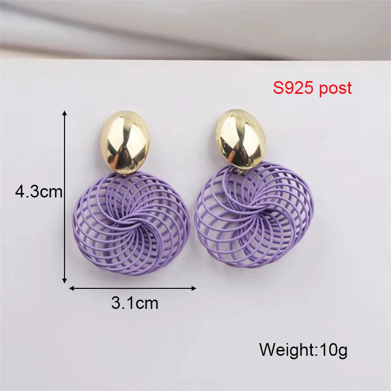 Purple Color Women Dangle Earrings Small Round Unusual Earrings Fashion Flower Butterfly Hanging earrings pendientes mujer