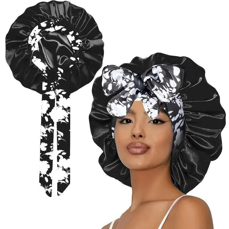 1Pcs Satin Waterproof Sleeping Cap Breathable and Environmentally Friendly Women's Sleeping Adjusted with Elastic Shower Cap